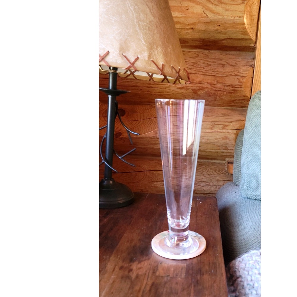 Set of 4 Tall Tapered Pilsner Beer Glasses 10 Inch Clear Glass Pedestal Base
